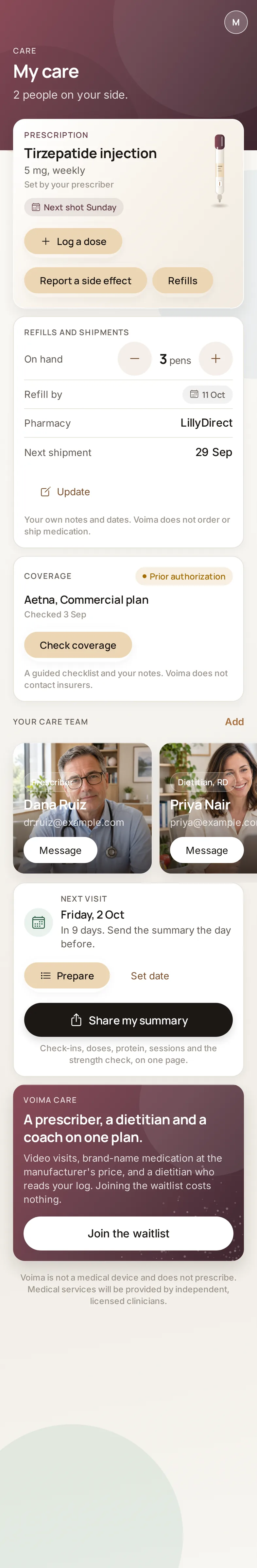 Voima Care screen
